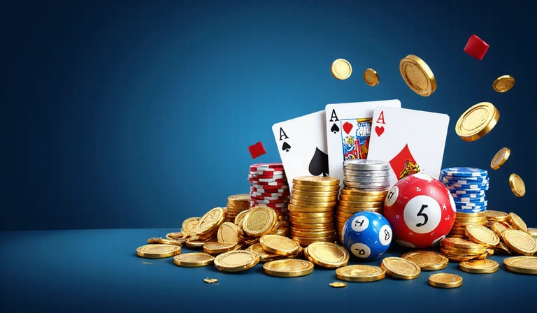 Banner principal de casinos en línea con elementos de juegos y premios